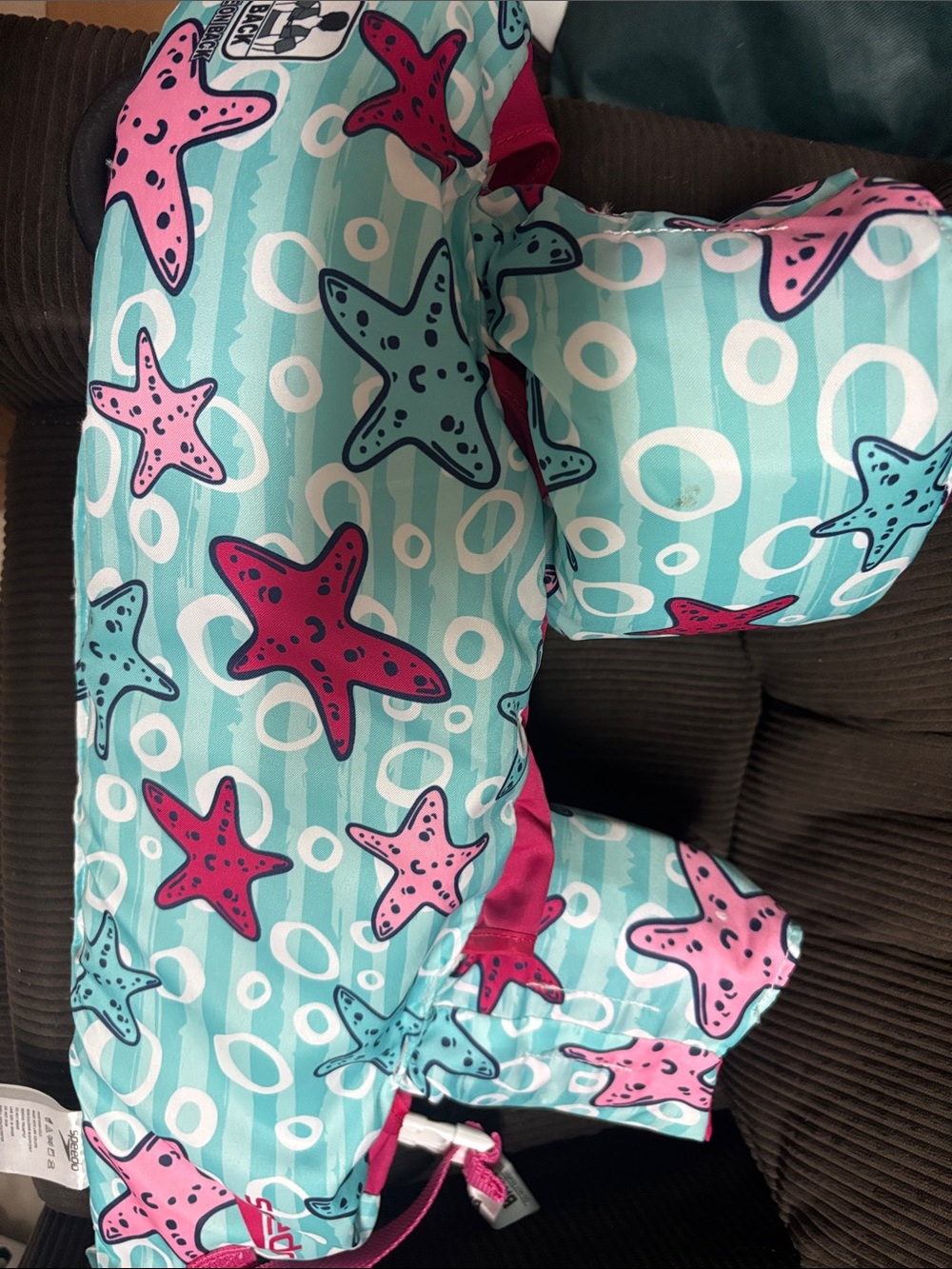 Speedo Girls Starfish Swim Pajama Top - Aqua, Pink & Teal